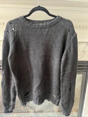 Diesel Crewneck Sweater - Charcoal Black Distressed